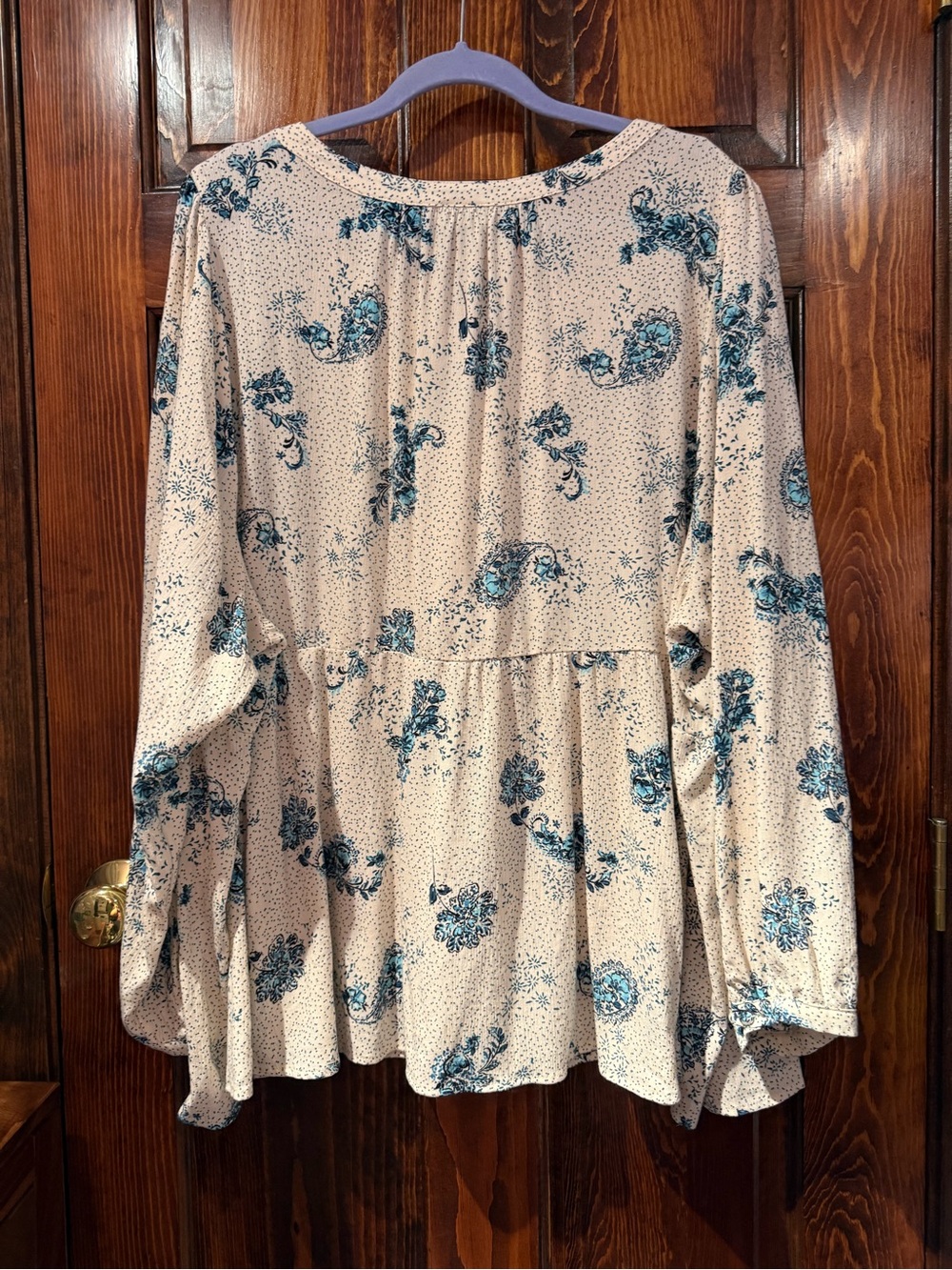 torrid Cream Blouse with Blue Floral Print - Picture 8 of 9